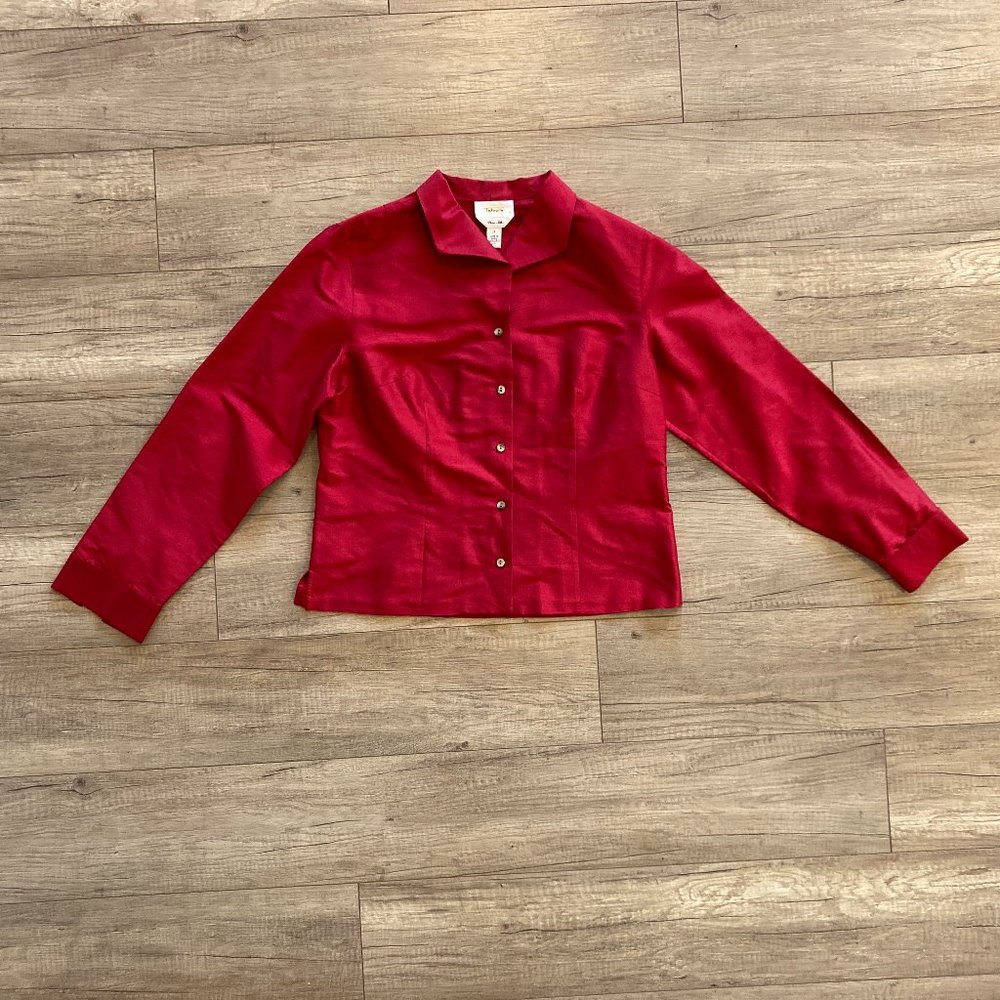 Women's Red Pure Silk Talbots Button-Up Top - Size 12